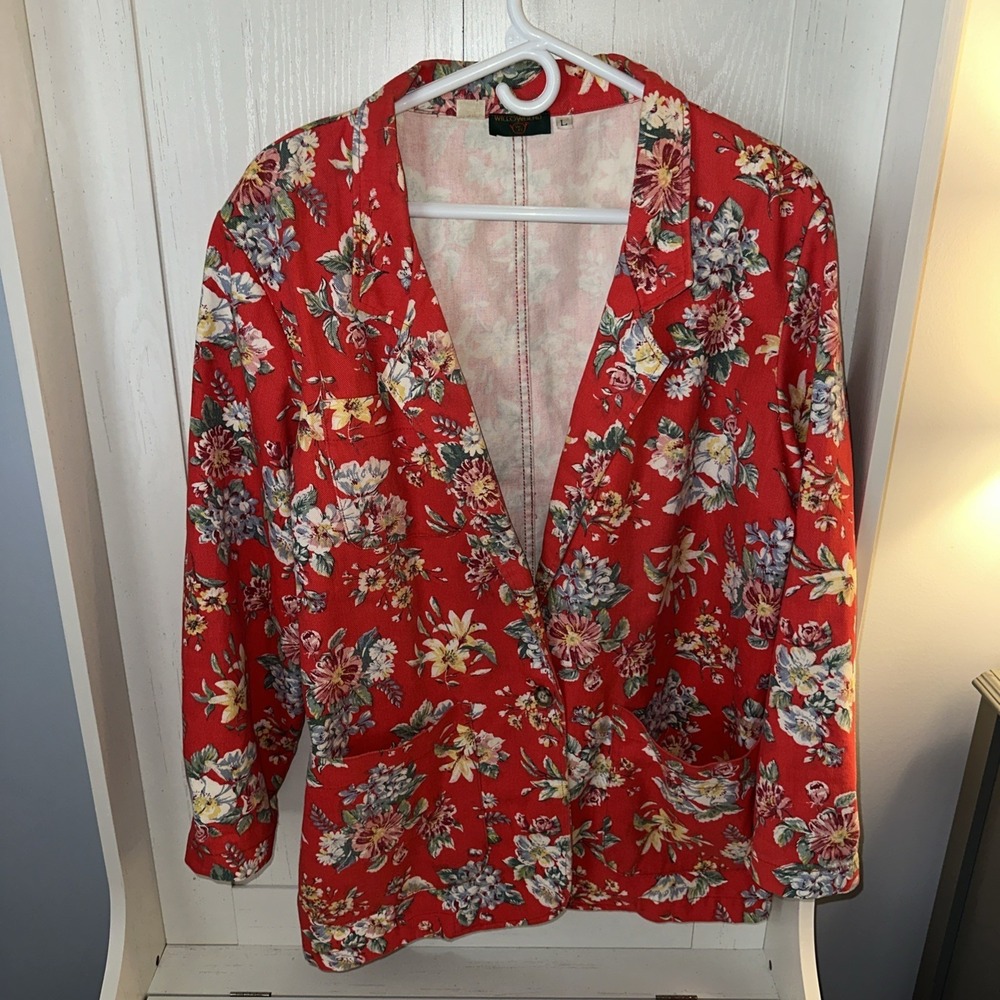Willowbend Womens‎ Floral Denim Jacket Size Large Vintage Made in USA